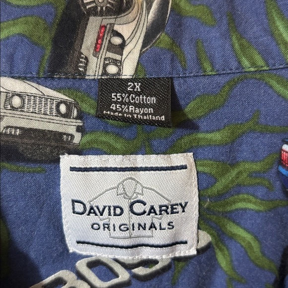 David Carey Mustang Hawaiian Print Shirt - Picture 3 of 7